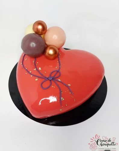 Entremet poire chocolat Katia en forme de coeur