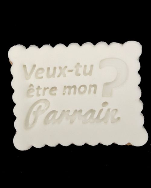 Biscuit Veux-tu être mon parrain – pâte à sucre