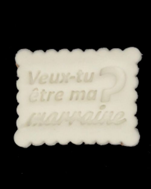 Biscuit Veux-tu être ma marraine – pâte à sucre