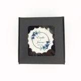 Boîte de 3 meringues personnalisées - noire - Mariage - bleu 1