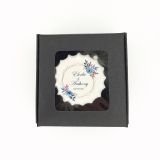 Boîte de 3 meringues personnalisées - noire - Mariage - bleu et violet 1