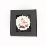 Boîte de 3 meringues personnalisées - noire - Mariage - bordeaux et vert 1