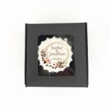 Boîte de 3 meringues personnalisées - noire - Mariage - marron et doré 1