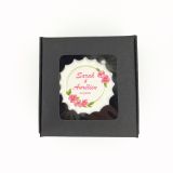 Boîte de 3 meringues personnalisées - noire - Mariage - rose et vert 2