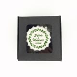Boîte de 3 meringues personnalisées - noire - Mariage - vert 1