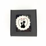 Boîte de 3 meringues personnalisées - noire (chat)