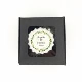 Boîte de 3 meringues personnalisées - noire (couronne de fleurs)