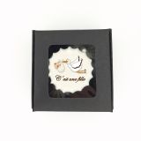 Boîte de 3 meringues personnalisées - noire - C'est une fille - cigogne - marron