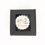 Boîte de 3 meringues personnalisées - noire - C'est une fille - cigogne - rose