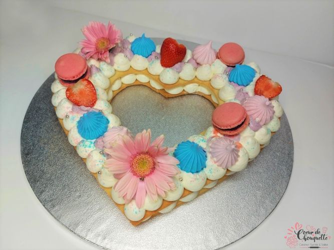 Heart cake biscuit vanille-ganache vanille et fruits rouges