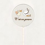 Sucette non personnalisée C'est un garçon - cigogne - marron