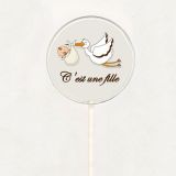 Sucette non personnalisée C'est une fille - cigogne - marron