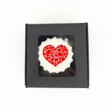 Boîte de 3 meringues personnalisées - noire - Coeurs