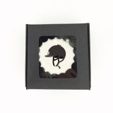 Boîte de 3 meringues personnalisées - noire - Equitation - bombe