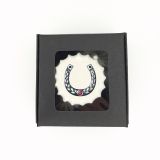 Boîte de 3 meringues personnalisées - noire - Equitation - fer à cheval