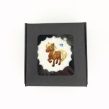 Boîte de 3 meringues personnalisées - noire - Equitation - poney