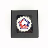 Boîte de 3 meringues personnalisées - noire - Foot - LOSC