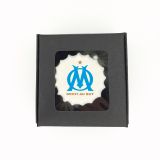 Boîte de 3 meringues personnalisées - noire - Foot - Olympique de Marseille