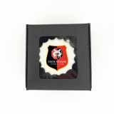 Boîte de 3 meringues personnalisées - noire - Foot - Stade Rennais