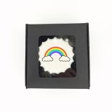 Boîte de 3 meringues personnalisées - noire - Licorne - arc en ciel
