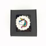 Boîte de 3 meringues personnalisées - noire - Licorne - tête de licorne