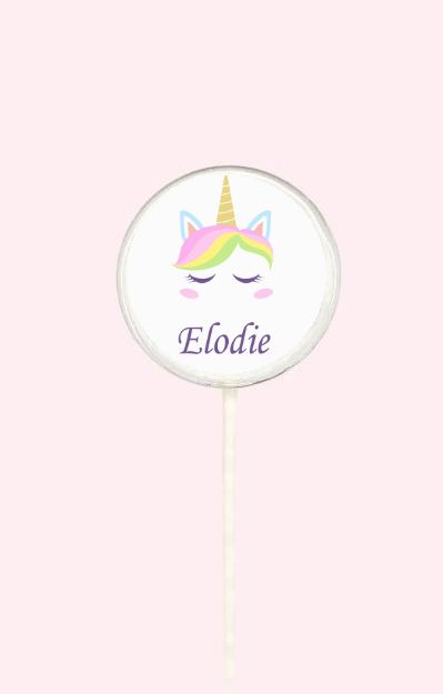 Sucette personnalisée Tête de licorne