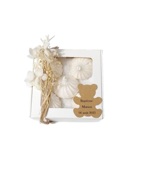 Boîte de meringues personnalisable – champêtre – ourson