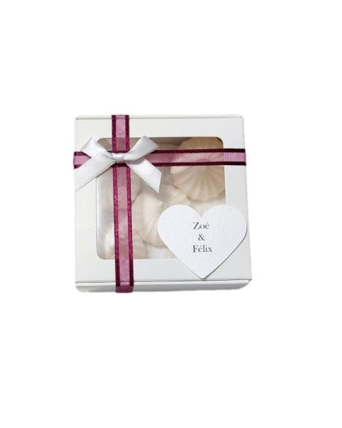 Boîte de meringues personnalisable – ruban – cœur