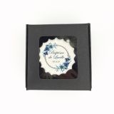 Boîte de 3 meringues personnalisées - noire - Baptême - bleu 1