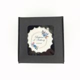 Boîte de 3 meringues personnalisées - noire - Baptême - bleu et violet 1