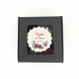 Boîte de 3 meringues personnalisées - noire - Baptême - bordeaux et vert 1