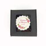 Boîte de 3 meringues personnalisées - noire - Baptême - rose et vert 2