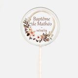 Sucette personnalisée - Baptême - marron et doré 1