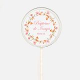 Sucette personnalisée - Baptême - orange et rose 1