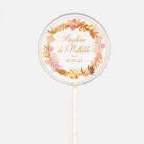 Sucette personnalisée - Baptême - orange et rose 2