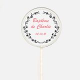 Sucette personnalisée - Baptême - rose et noir 1