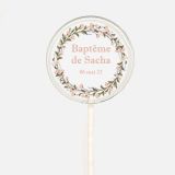 Sucette personnalisée - Baptême - rose et vert 1