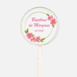 Sucette personnalisée - Baptême - rose et vert 2