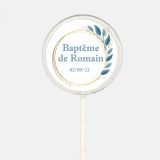 Sucette personnalisée - Baptême - bleu et doré 1